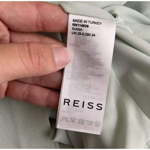NWOT REISS RIana One Shoulder Dress Mint Green Pastel Size 8 - Picture 6 of 7